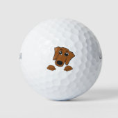 Dackel Rotpinkel Cartoon Golfball (Vorderseite)
