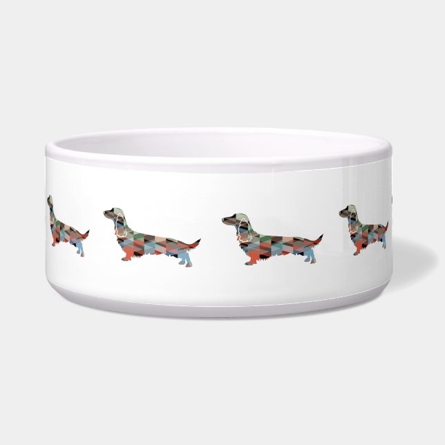 Dackel Rough Coated Geo Silhouette Kariert Napf (Vorderseite)