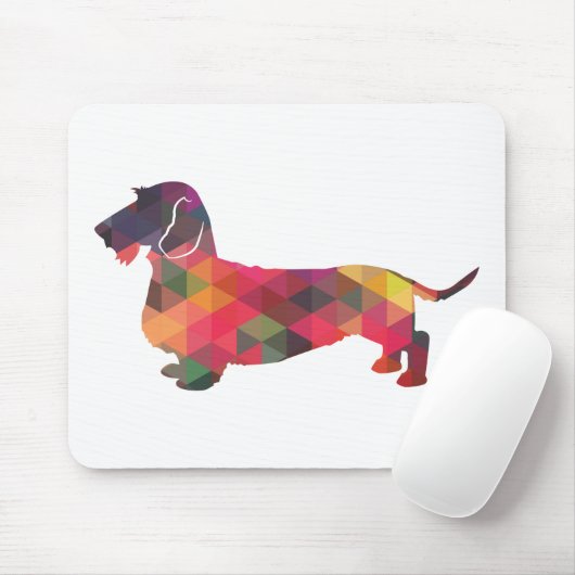 Dackel Rough Coated Geo Silhouette Multi Mousepad (Mit Mouse)