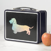 Dackel Rough Coated Geo Silhouette Pastell Metall Brotdose (Beispiel)