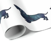 Dackel Rough Coated Silhouette Wasserfarbe Geschenkpapier (Rolleneckpunkt)