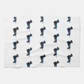 Dackel Rough Coated Silhouette Wasserfarbe Geschirrtuch (Horizontal)