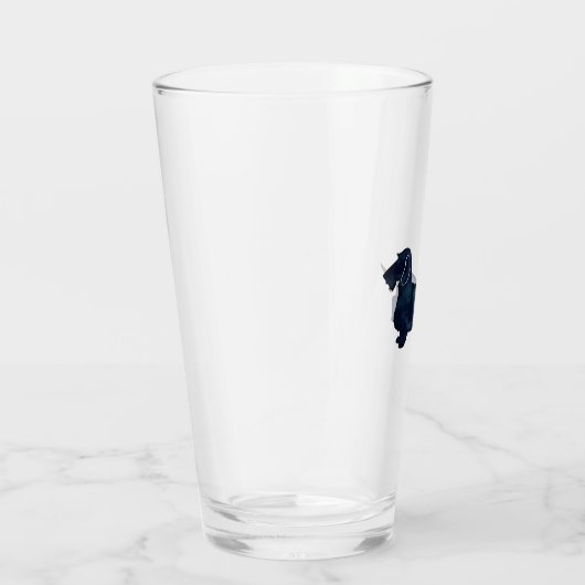 Dackel Rough Coated Silhouette Wasserfarbe Glas (Rechts)