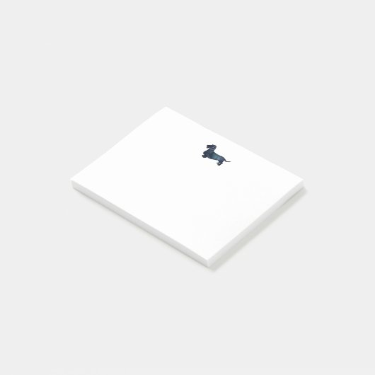 Dackel Rough Coated Silhouette Wasserfarbe Post-it Klebezettel (angewinkelt)