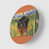 Dackel      runde wanduhr (Winkel)