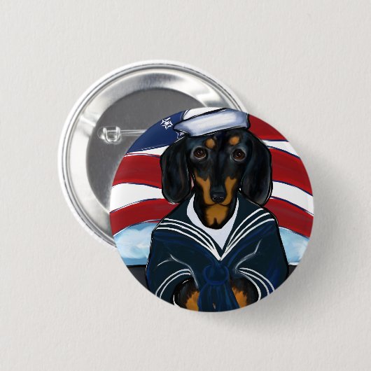 Dackel Sailor Button (Vorne & Hinten)