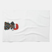 Dackel Sankt verwirrt in den Weihnachtslichtern Geschirrtuch (Horizontal)