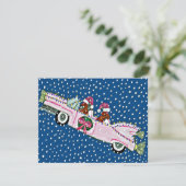 Dackel-Sankt-Weihnachtscadillac-Einladung Einladung (Stehend Vorderseite)