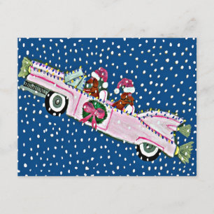 Dackel-Sankt-Weihnachtscadillac-Einladung Einladung