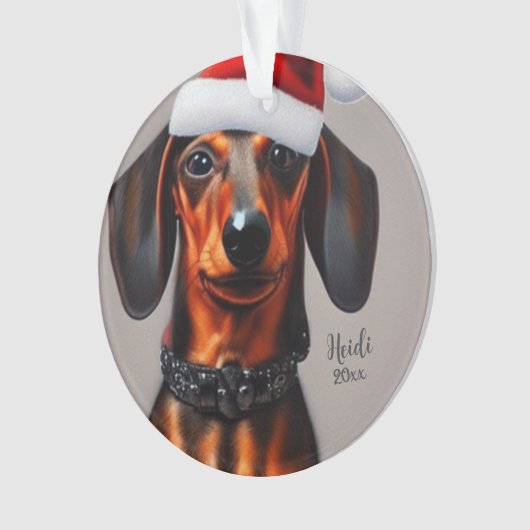 Dackel, Santa Dog, Personalisieren, Weihnachten Ornament (Vorderseite)