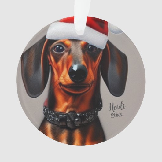 Dackel, Santa Dog, Personalisieren, Weihnachten Ornament (Vorderseite)