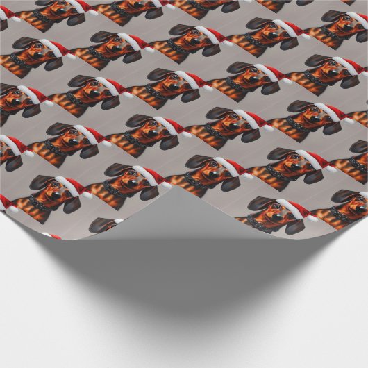 Dackel Santa Geschenkpapier (Ecke)