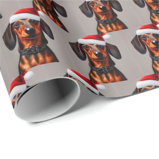 Dackel Santa Geschenkpapier (Rolleneckpunkt)
