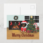 Dackel Santa Merry Weihnachtslandschaft Postkarte (Vorne/Hinten)