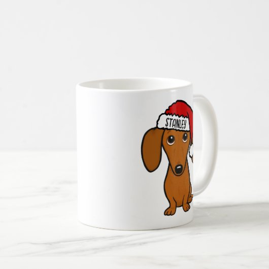 Dackel Santa Niedlich Dackel Hund Individuelle Nam Kaffeetasse (VorderseiteRechts)