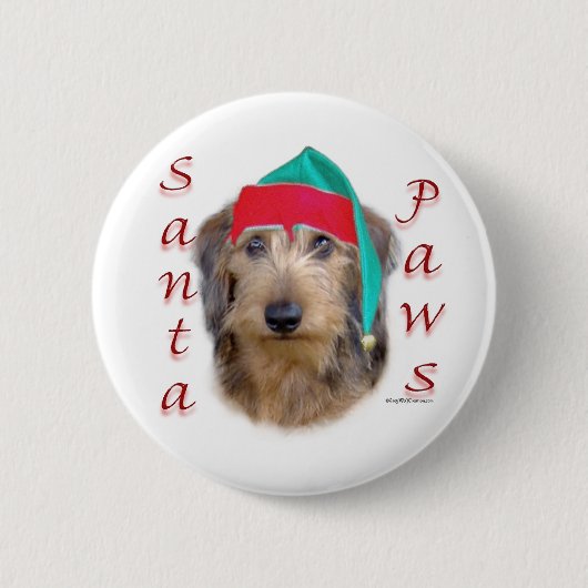 Dackel Santa Paws Button (Vorderseite)