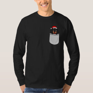 Dackel Santa Pocket Niedlich Funny Hund Mama Vater T-Shirt
