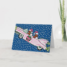 Dackel Santas Christmas Cadillac Card Feiertagskarte
