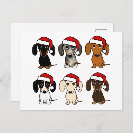 Dackel Santas Christmas Pet Hund Urlaub Custom Postkarte (Vorne/Hinten)
