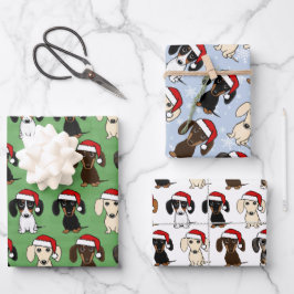 Dackel Santas Niedlich Hunde Weihnachten Geschenkpapier Set