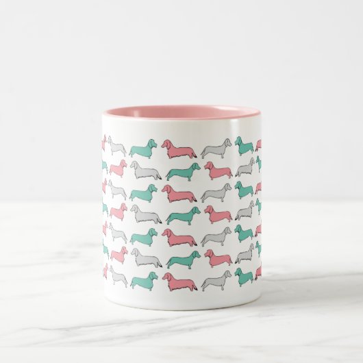 Dackel-Schlag - Rosa Zweifarbige Tasse (Mittel)