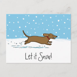 Dackel Schnee lassen - Hunde Dackel Urlaub Feiertagspostkarte