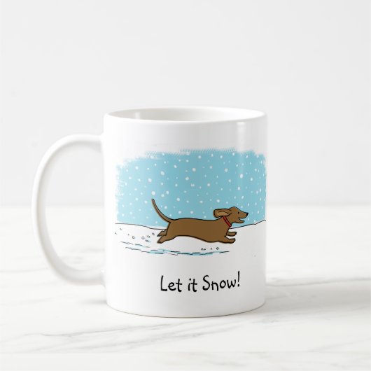 Dackel Schnee lassen - Hunde Dackel Urlaub Kaffeetasse (Links)