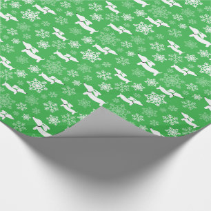 Dackel Schneeflocken Grün Weihnachtsgeschenk Wrap Geschenkpapier