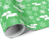 Dackel Schneeflocken Grün Weihnachtsgeschenk Wrap Geschenkpapier (Rolleneckpunkt)