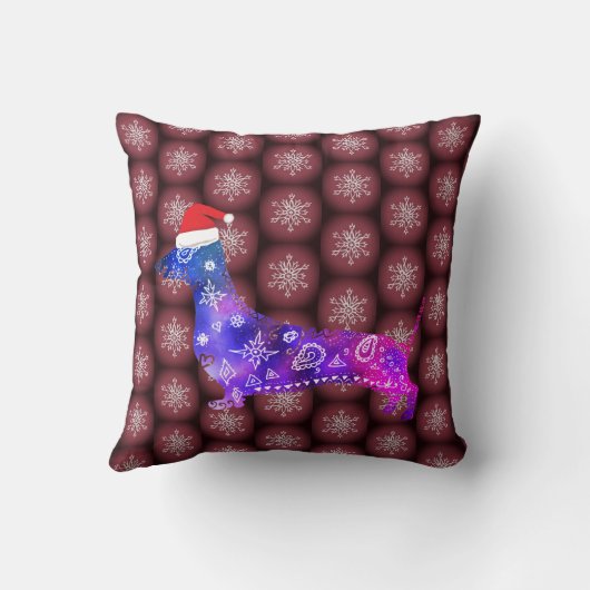 Dackel , Schneeflocken Kissen (Rückseite)