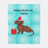 Dackel Schneeflocken Weihnachtscreme Fleecedecke (Vorderseite)