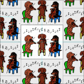 Dackel-Schnur-Trio-Musiker-Gewebe Stoff (Kachel)