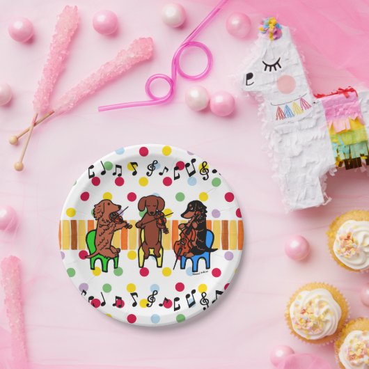 Dackel-Schnur-Trio-Musiker-Party-Teller Pappteller (Party)