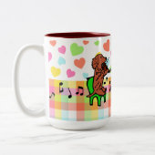 Dackel-Schnur-Trio Zweifarbige Tasse (Links)