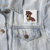 Dackel Schokolade und tan Cartoon Button (Beispiel)