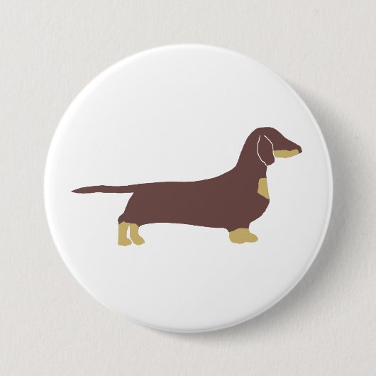 Dackel Schokolade und tan Silhouette Button (Vorderseite)