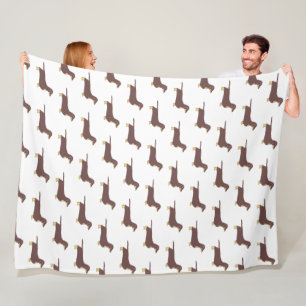Dackel Schokolade und tan Silhouette Fleecedecke