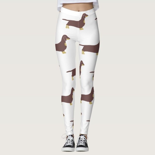 Dackel Schokolade und tan Silhouette Leggings (Vorderseite)