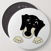 Dackel, schwarz und cremefarben Cartoon Button (Vorne & Hinten)
