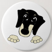 Dackel, schwarz und cremefarben Cartoon Button (Vorderseite)