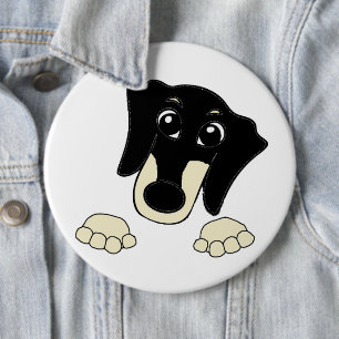 Dackel, schwarz und cremefarben Cartoon Button