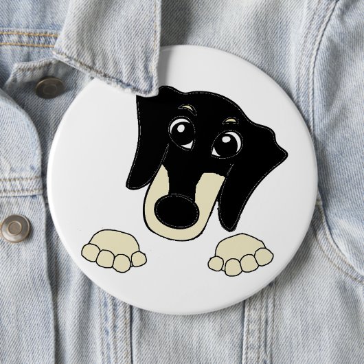 Dackel, schwarz und cremefarben Cartoon Button (Beispiel)
