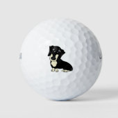 Dackel, schwarz und cremefarben Cartoon Golfball (Vorderseite)