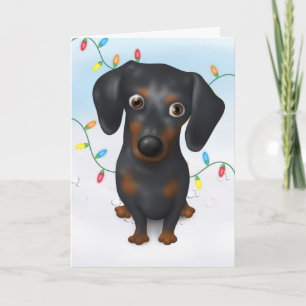 Dackel (schwarz und tan) Weihnachten