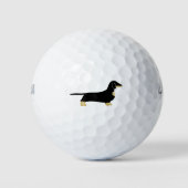 Dackel Schwarz-Weiß-Silhouette Golfball (Vorderseite)