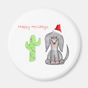 Dackel-schwarzes Kaktus-Weihnachten Magnet