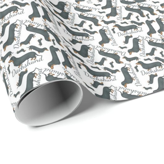 Dackel-Schwarzes und TAN-Hundeglattes Geschenkpapier (Rolleneckpunkt)