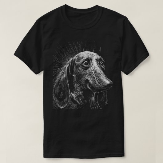 Dackel Scratchboard T - Shirt (Design vorne)