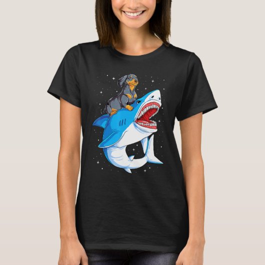Dackel Shark Kids Boys Men Space Galaxy Jawsome T-Shirt (Vorderseite)