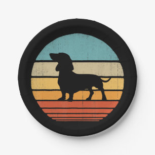 Dackel Silhouette 60er 70er Gift Dog Lover Pappteller